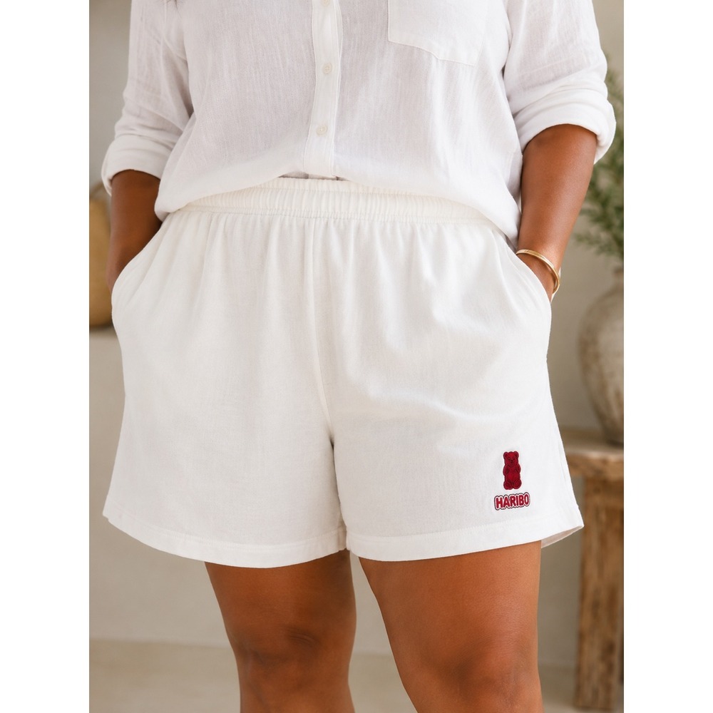 JCPenney x Haribo Women White Gummy Bear Logo Lounge Shorts NWT Size 1X